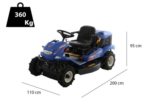 Iseki SRA 950 FA 4WD - Trattorino trinciaerba - Motore Kawasaki 726 cc - 4 ruote motrici
