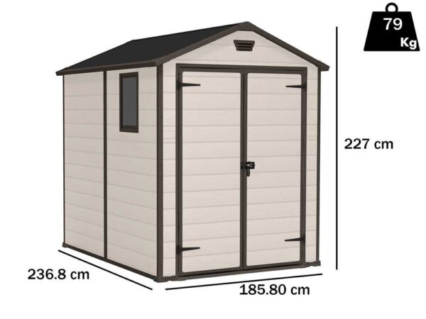 Keter Manor beige - Casetta da giardino - Con finestra laterale - 185x236x227 cm