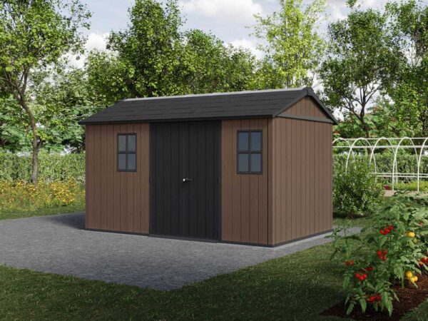 Keter Newton plus 7513/1375 - Casetta da giardino - Con porta doppia anta e finestre - 230x413x246 cm