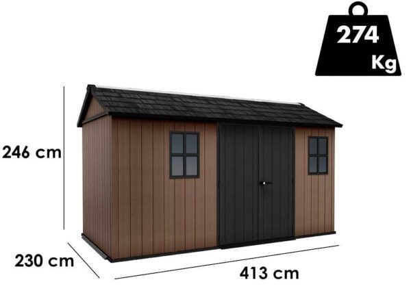 Keter Newton plus 7513/1375 - Casetta da giardino - Con porta doppia anta e finestre - 230x413x246 cm