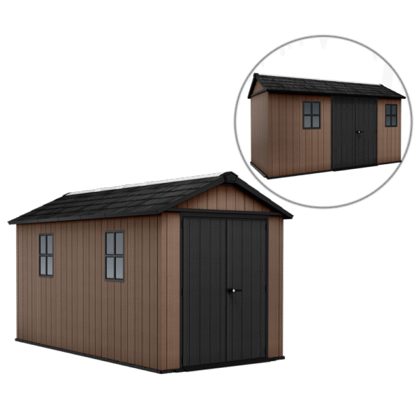Keter Newton plus 7513/1375 - Casetta da giardino - Con porta doppia anta e finestre - 230x413x246 cm